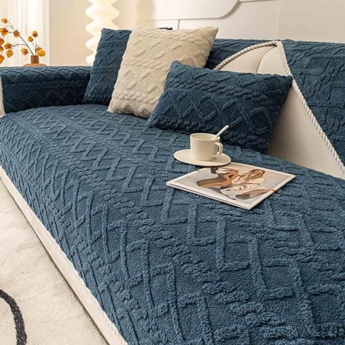 HLTQL Sofabezug Ecksofa L Form Samt，sofaschoner rutschfest，schöne Sofadecken Für Sitzfläche，Sofa Schutz Katze/Hund，Sofa Überwurfdecke Baumwolle,#4lightblue-110x240cm von HLTQL