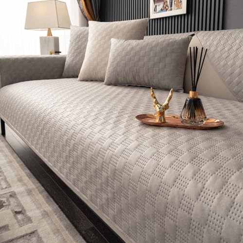 HLTQL Sofabezug Ecksofa L Form Wasserdicht，Sofaschoner rutschfest FüR Leder 3 4 2 1 Sitzer，Sofaschoner SitzfläChe/Hund/Katze，Couchpolster üBerzug(vgrey2,90x180cm) von HLTQL