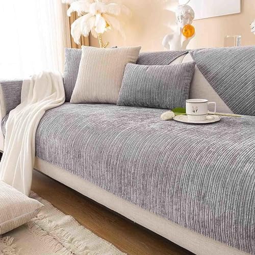 HLTQL Sofaschoner rutschfest L Form，Sofa Überwurfdecke Wasserdicht，Couch Bezug Ecksofa Schmutzabweisend Sofaschutz Hund Kratzschutz Katze,NGrey-90x210cm von HLTQL