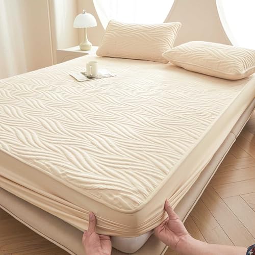 HLTQL Spannbettlaken 180x200cm Wasserdicht Fitted Sheets Matratzenbezug SpannbetttüCher Bed Sheets Spannbettlaken Mit Gummizug(#4,135x200cm) von HLTQL