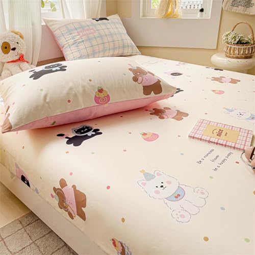 HLTQL Spannbettlaken Baumwolle 180x200cm SpannbetttüCher Mit Aufdruck Bed Sheets Matratzenbezug Fitted Sheet(#14,150x200cm) von HLTQL