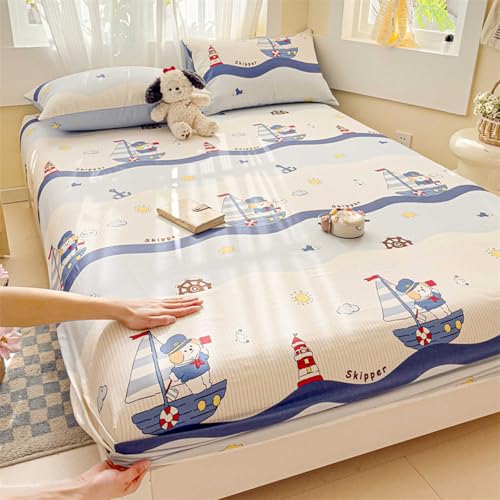HLTQL Spannbettlaken Baumwolle 180x200cm SpannbetttüCher Mit Aufdruck Bed Sheets Matratzenbezug Fitted Sheet(#23,180x200cm) von HLTQL