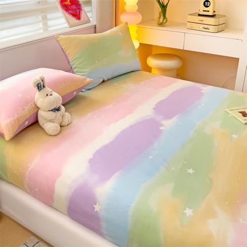 HLTQL Spannbettlaken Baumwolle 180x200cm SpannbetttüCher Mit Aufdruck Bed Sheets Matratzenbezug Fitted Sheet(#3,120x200cm) von HLTQL