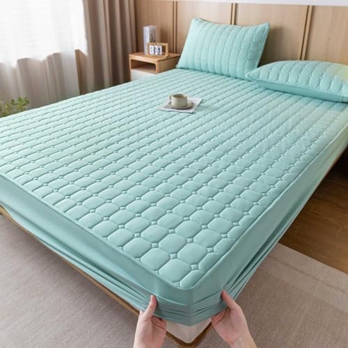 HLTQL Spannbetttuch 180 x 200cm,einfarbige Dickes, gestepptes Spannbettlaken, rutschfeste Matratzenschoner-Bettlaken für Schlafzimmer Hotel(#11,180x200cm) von HLTQL