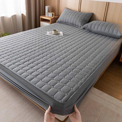 HLTQL Spannbetttuch 180 x 200cm,einfarbige Dickes, gestepptes Spannbettlaken, rutschfeste Matratzenschoner-Bettlaken für Schlafzimmer Hotel(#9,150x200cm) von HLTQL