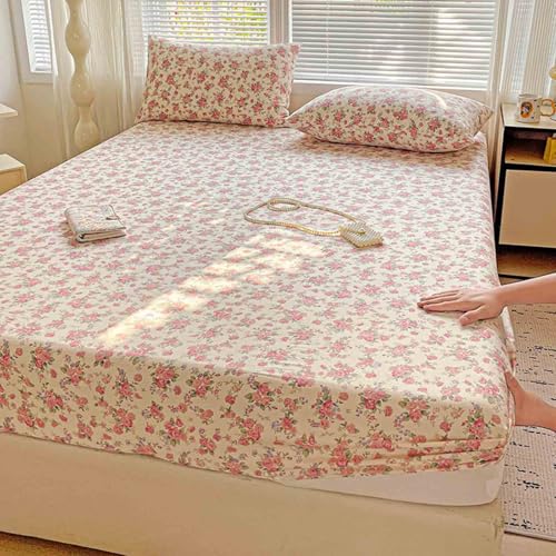 HLTQL SpannbetttüCher 180x200 Fitted Sheets Matratzenbezug Spannbettlaken FüR Boxspringbett Bed Sheets Spannbettlaken Mit Gummizug(#10,Pillowcase X2) von HLTQL