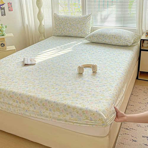HLTQL SpannbetttüCher 180x200 Fitted Sheets Matratzenbezug Spannbettlaken FüR Boxspringbett Bed Sheets Spannbettlaken Mit Gummizug(#3,150x200cm) von HLTQL