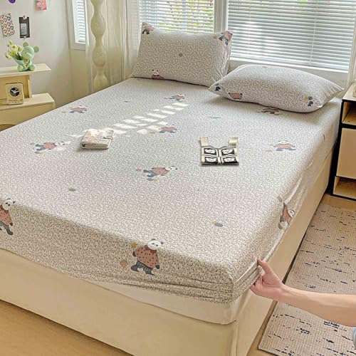 HLTQL SpannbetttüCher 180x200 Fitted Sheets Matratzenbezug Spannbettlaken FüR Boxspringbett Bed Sheets Spannbettlaken Mit Gummizug(#5,Pillowcase X2) von HLTQL