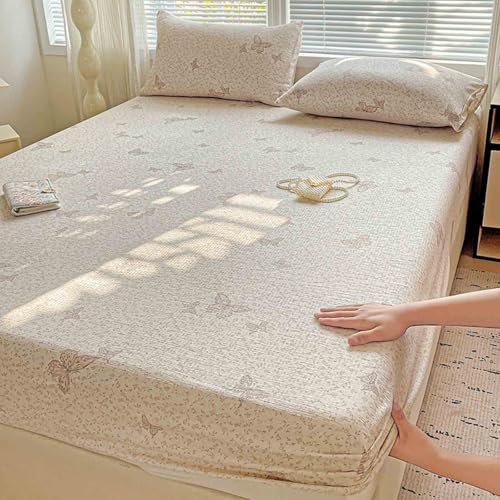 HLTQL SpannbetttüCher 180x200 Fitted Sheets Matratzenbezug Spannbettlaken FüR Boxspringbett Bed Sheets Spannbettlaken Mit Gummizug(#7,Pillowcase X2) von HLTQL