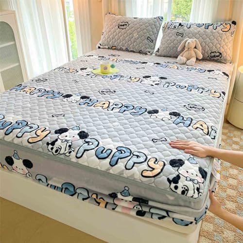 HLTQL SpannbetttüCher 180x200 Flauschige PlüSch Spannbettlaken Milchsamt Touch Matratzenschoner Warm Kuschelig Superweich(#12,120x200cm) von HLTQL