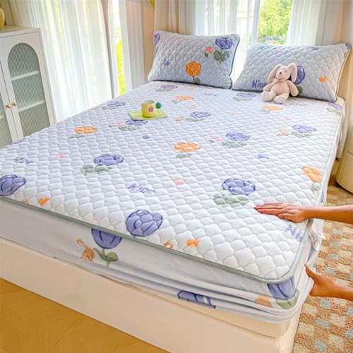 HLTQL SpannbetttüCher 180x200 Flauschige PlüSch Spannbettlaken Milchsamt Touch Matratzenschoner Warm Kuschelig Superweich(#14,180x200cm) von HLTQL