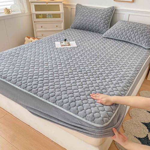 HLTQL SpannbetttüCher 180x200 Flauschige PlüSch Spannbettlaken Milchsamt Touch Matratzenschoner Warm Kuschelig Superweich(#17,150x190cm) von HLTQL