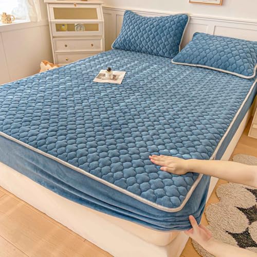 HLTQL SpannbetttüCher 180x200 Flauschige PlüSch Spannbettlaken Milchsamt Touch Matratzenschoner Warm Kuschelig Superweich(#21,90x200cm) von HLTQL