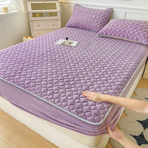 HLTQL SpannbetttüCher 180x200 Flauschige PlüSch Spannbettlaken Milchsamt Touch Matratzenschoner Warm Kuschelig Superweich(#22,180x200cm) von HLTQL