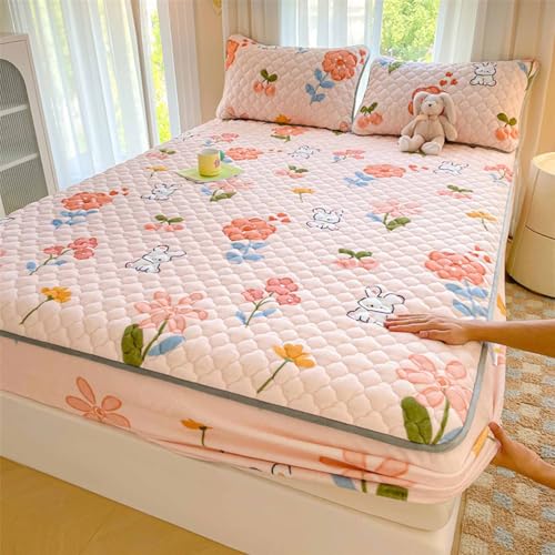 HLTQL SpannbetttüCher 180x200 Flauschige PlüSch Spannbettlaken Milchsamt Touch Matratzenschoner Warm Kuschelig Superweich(#6,Pillowcase X2) von HLTQL