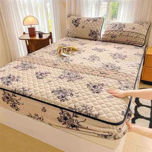 HLTQL SpannbetttüCher 180x200 Flauschige PlüSch Spannbettlaken Milchsamt Touch Matratzenschoner Warm Kuschelig Superweich(#7,150x190cm) von HLTQL