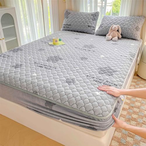 HLTQL SpannbetttüCher 180x200 Flauschige PlüSch Spannbettlaken Milchsamt Touch Matratzenschoner Warm Kuschelig Superweich(#8,120x200cm) von HLTQL