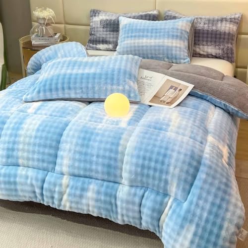 HLTQL Steppdecke Dicker Lamm-Kaschmi Bettdecke Kuschelig Flauschig Bettdecke Dicke Warm Kuschelig Dicke Winterdecke PlüSch(a4,200x230cm-3kg) von HLTQL