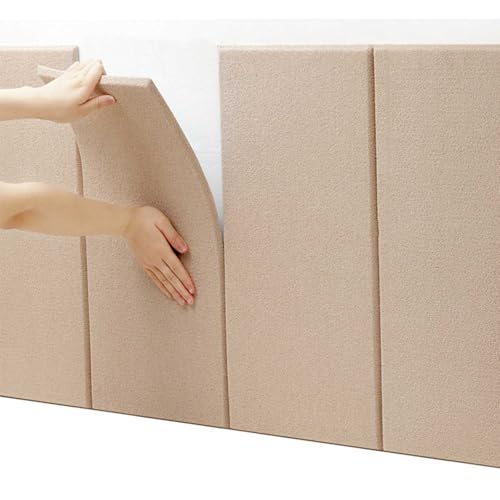 HLTQL Wandkissen Bank、Wandpaneele Stoff、Wandpaneele Selbstklebend Kopfteil Bett、Wandpolster Samt、Polsterelemente、Gepolsterte Wandpaneele Bett(#Champagne) von HLTQL