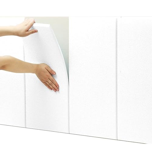 HLTQL Wandkissen Bank、Wandpaneele Stoff、Wandpaneele Selbstklebend Kopfteil Bett、Wandpolster Samt、Polsterelemente、Gepolsterte Wandpaneele Bett(#White) von HLTQL