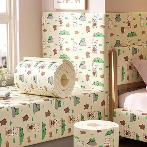 HLTQL Wandpaneele Gepolstert Kinderzimmer Wand 200cm Wandkissen Selbstklebend Kinderzimmer Wall Panels Paneele Wand Selbstklebend Wandschutz Schlafzimmer Wandschutz Bett Wandpolster(16) von HLTQL