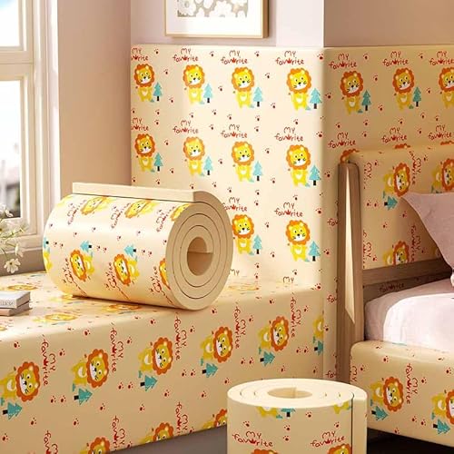 HLTQL Wandpaneele Gepolstert Kinderzimmer Wand 200cm Wandkissen Selbstklebend Kinderzimmer Wall Panels Paneele Wand Selbstklebend Wandschutz Schlafzimmer Wandschutz Bett Wandpolster(7) von HLTQL