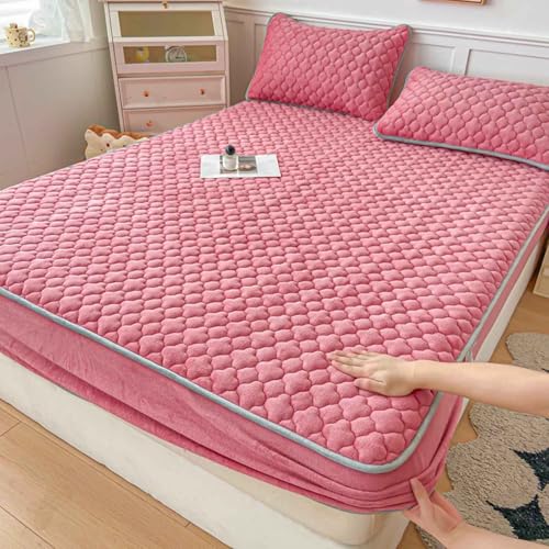 HLTQL SpannbetttüCher 180x200 Flauschige PlüSch Spannbettlaken Milchsamt Touch Matratzenschoner Warm Kuschelig Superweich(#16,180x200cm) von HLTQL