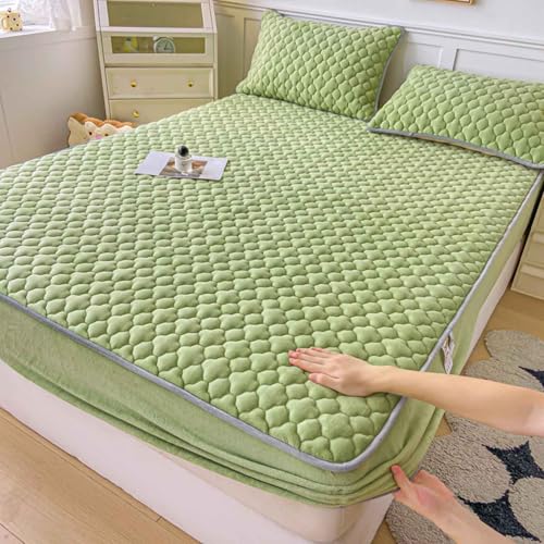 HLTQL SpannbetttüCher 180x200 Flauschige PlüSch Spannbettlaken Milchsamt Touch Matratzenschoner Warm Kuschelig Superweich(#20,150x200cm) von HLTQL