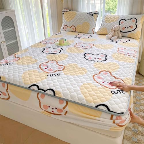 HLTQL SpannbetttüCher 180x200 Flauschige PlüSch Spannbettlaken Milchsamt Touch Matratzenschoner Warm Kuschelig Superweich(#9,180x200cm) von HLTQL