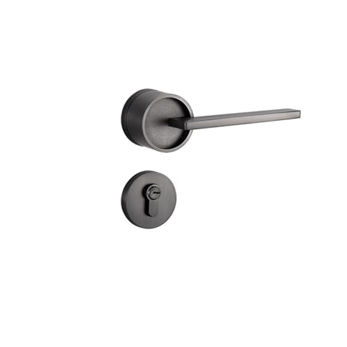 HLVDLSNI Geräuschloses Schlafzimmertürschloss for den Innenbereich, einfaches magnetisches Türgriffschloss im nordischen Stil, schwarzes, pistolegraues geteiltes Türschloss(VintageBrass) von HLVDLSNI