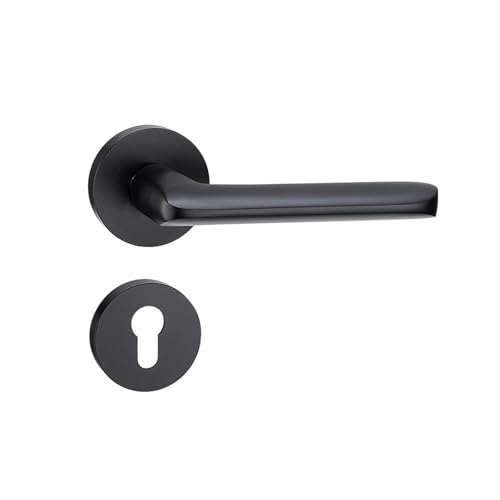 HLVDLSNI Schwarzes Innentürschloss aus Aluminium mit magnetischem Griff, geteilter Türgriff, Schlafzimmertürschloss, leises Holztürschloss(D41-SY19SpaceSilver(with58silentlockbody)) von HLVDLSNI