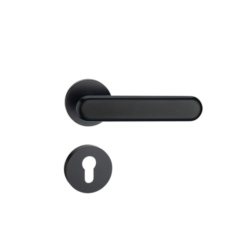 HLVDLSNI Schwarzes geteiltes Schloss aus Zinklegierung, einfaches magnetisches, geräuschloses Innentürschloss for Wohnungs- und Schlafzimmertüren mit mechanischem Griff(SilentD31-S923PVDstandard) von HLVDLSNI