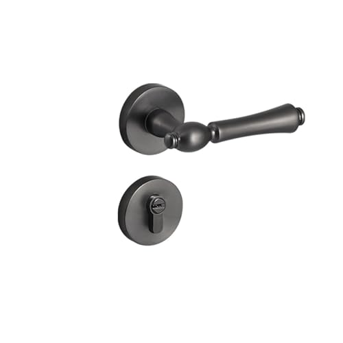 Schlafzimmertürschloss, geteiltes Schloss, Griffschloss, magnetischer, geräuschloser Badezimmertürgriff, kompletter Satz, Holztürschloss(Aelegantblack) von HLVDLSNI