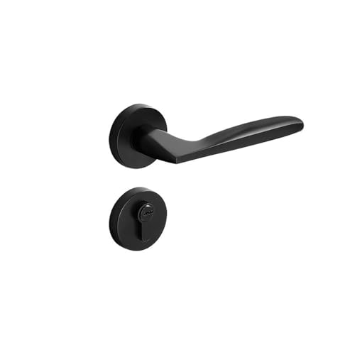 Schwarzes, geräuschloses geteiltes Schloss, einfaches Schlafzimmer-Innentürschloss, Griffschloss aus Zinklegierung, magnetisches mechanisches Holztürschloss(Yaheiupgraded7255magneticattraction) von HLVDLSNI