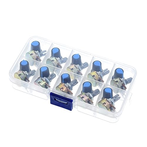 WH148 Potentiometer-Set B1K 2K 5K 10K 20K 50K 100K 500K 1M 15mm Linear Potentiometer Drehpotentiometer Set 3-polig mit Kappe von HLVDLSNI