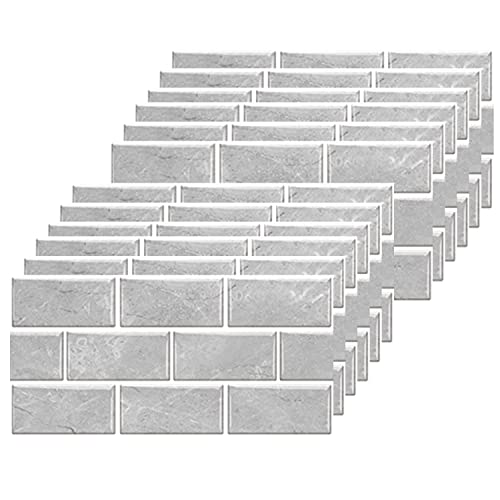 24 stück Fliesenaufkleber für Bad und Küche 30x15cm Fliesenfolie Wasserfest Badezimmer Fliesensticker, Küchenfolie Selbstklebend Vinyl Fliesen klebefliesen - Grau von HLWDXno1