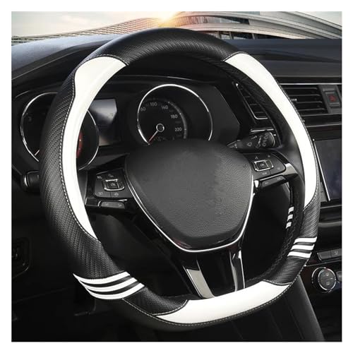 HLWXMDZ Lenkradbezug Lenkradschutzabdeckung Für VW Für Golf 7 Für Tiguan 2019 2020 PU-Leder D-förmige Autolenkradabdeckung Auto-Lenkradverkleidung(Weiss) von HLWXMDZ