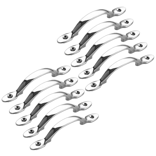 10 Stück verchromte Schrankgriffe aus Aluminiumlegierung, Schubladengriffe, Küchenzubehör, Kommodengriff, Truhe, Aufputzgriff von HLXDECO
