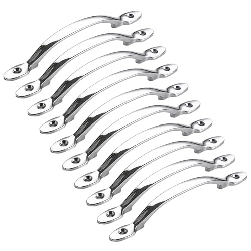 10 Stück verchromte Schrankgriffe aus Aluminiumlegierung, Schubladengriffe, Küchenzubehör, Kommodengriff, Truhe, Aufputzgriff von HLXDECO