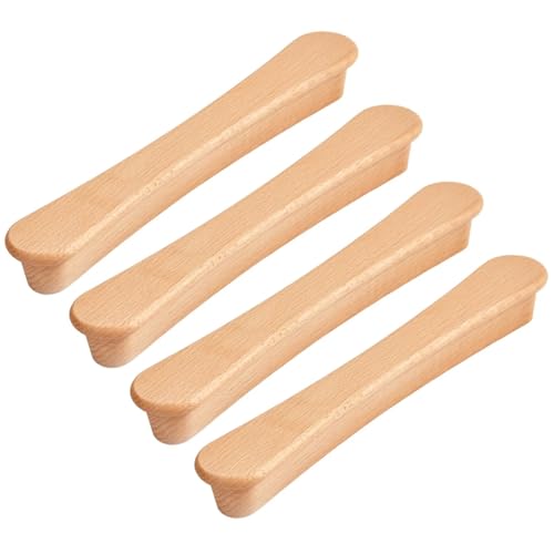 HLXDECO 4 Stück massive Schrankgriffe, natürliches Buchenholz, Schrankknauf, Schubladengriff, Kommodengriff, rund, Schranktürknauf, Möbelbeschläge, Ziehgriff von HLXDECO