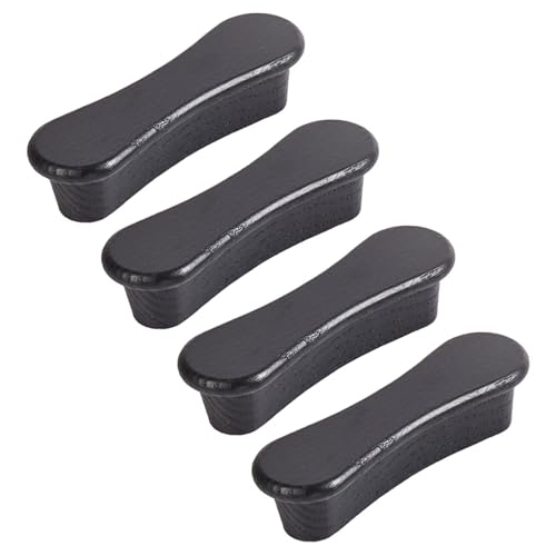 HLXDECO Schubladengriffe aus Holz, Schubladengriffe, Schranktüren, für Möbel, Kommoden, Kleiderschränke, Schwarz, 64 mm Lochabstand, 4 Stück von HLXDECO