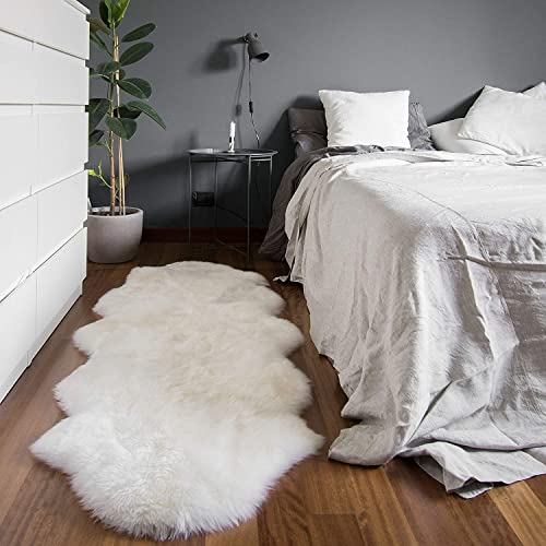 HLZDH Synthetisches Schaffell, Gemütliches Gefühl wie echte Wolle, Teppich aus Kunstfell, Man-Made Luxus Wolle Teppich Sofa Kissen (60 x 160 cm, Weiß 01) von HLZDH