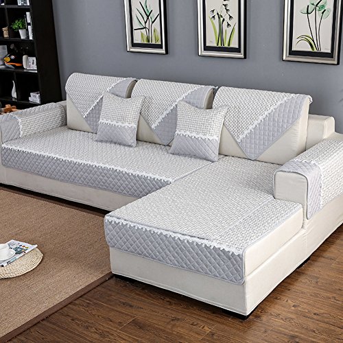 HM&DX Anti-rutsch Sofa Abdeckung Für Sektionaltore Couch Baumwolle Polyester Gesteppter Sofa Überwurf Multi-Size Sofahusse Für Wohnzimmer-grau 70x70cm(28x28inch) von HM&DX