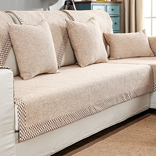 HM&DX Baumwolle Knitted Sofa Abdeckung Sofa Überwurf Multi-Size Anti-rutsch Schmutzresistent Einfarbig Sofahusse Für sektionaltore Couch-Khaki 90x90cm(35x35inch)… von HM&DX