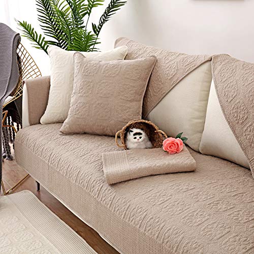 HM&DX Gesteppter Baumwolle Sofa Überwurf Sofaschonbezug Schnitt rutschfeste Schmutzabweisend Sofahusse Haustiere Hund Sessel Doppelsofa-Khaki 70x150cm(28x59inch)… von HM&DX