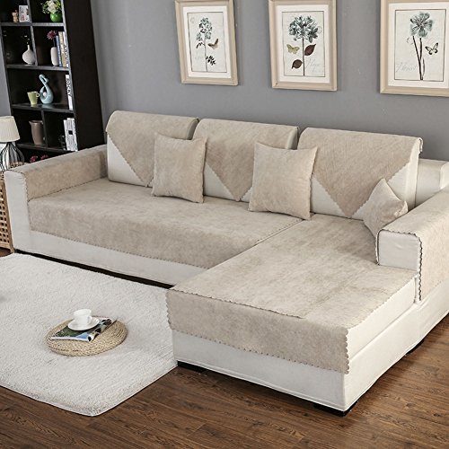 HM&DX Sofa Abdeckung Wasserdicht Für Haustiere Hund Sectional Sofa Anti-rutsch Water Resistant Schmutzresistent Sofa Cover Slipcover Möbel Protektor-Verkauft in Stück-beige 90x240cm von HM&DX