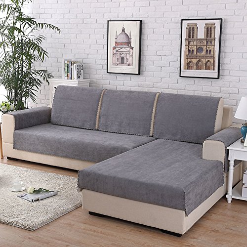 HM&DX Sofa Abdeckung Wasserdicht Für Haustiere Hund Sectional Sofa Anti-rutsch Water Resistant Schmutzresistent Sofa Cover Slipcover Möbel Protektor-Verkauft in Stück-grau Kissenbezug von HM&DX