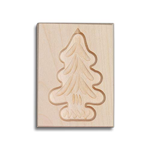 Spekulatius-Form, 100% Made in Germany, plastikfrei backen, Motiv Tannenbaum, Springerle-Formen für Kekse mit Motiv, Plätzchen-Ausstecher, Holz-Model-Backform, 8cm, aus Holz von Hofmeister Holzwaren