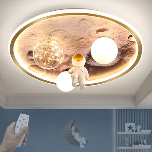 HMAKGG Kinderzimmer Lampe Decke - 68W LED Deckenlampe Kinderzimmer mit Fernbedienung Dimmbar - 3 Farbtemperaturen -Astronauten Deckenleuchte Schlafzimmer für Kinder Jungen/Mädchen, 50 CM von HMAKGG
