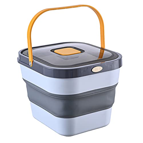 HMAKGG Hundefutter Aufbewahrung, 10 kg luftdicht Hundefutterbox Faltbarer Futterbox mit Transparenter Deckel und Tragegriff, Futter Box für Hundefutter, Katzenfutter und Vogelfutter, Grau von HMAKGG